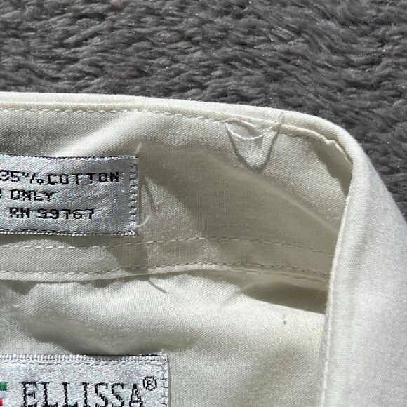 Daniel Ellissa Men's 17.5 Solid Ivory‎ Dress Shirt With Convertible Cuffs 36-37 - Picture 8 of 10